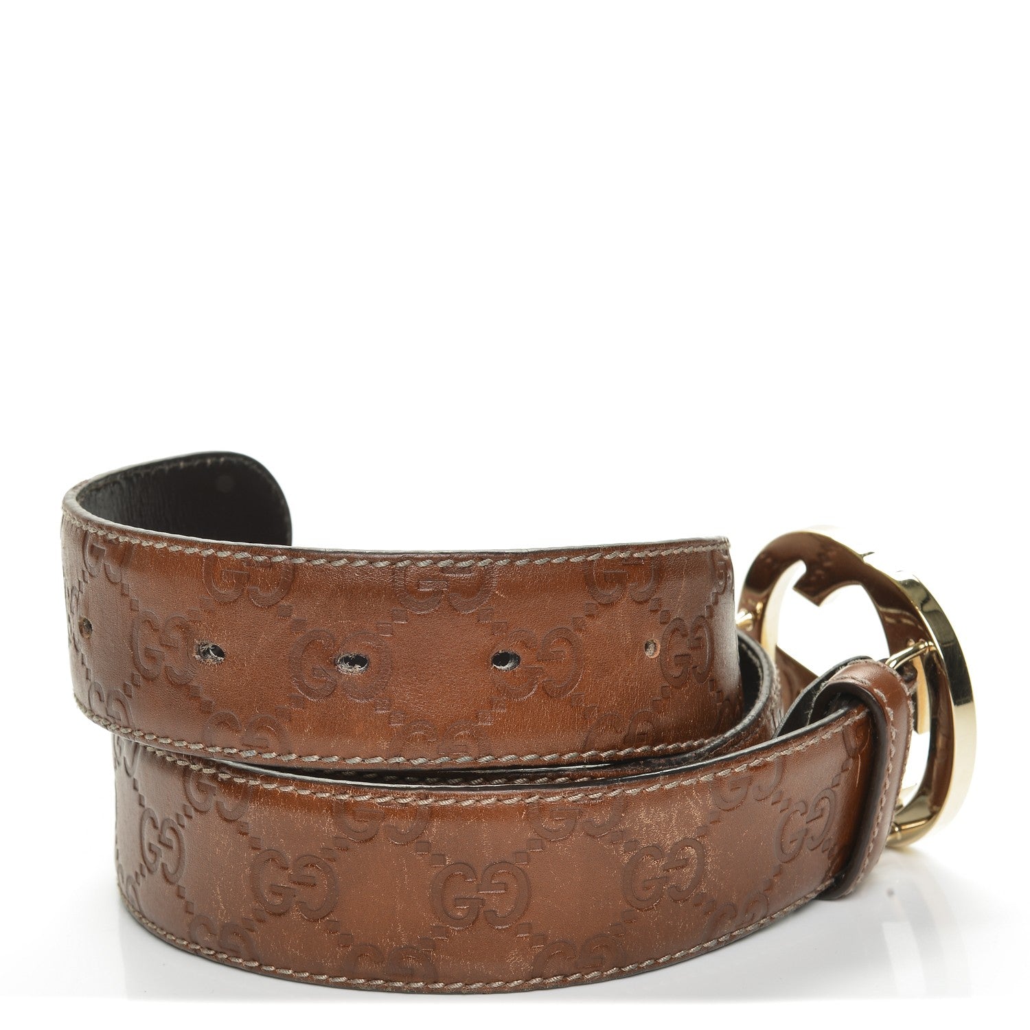 Gucci Guccissima Interlocking G Belt 90 36 Cognac Brown 4 of 6