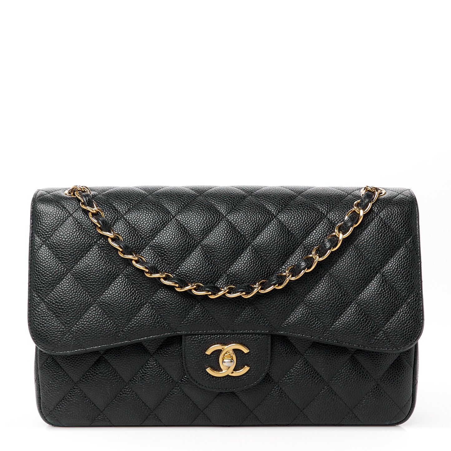 Caviar Quilted Jumbo Double Flap Black