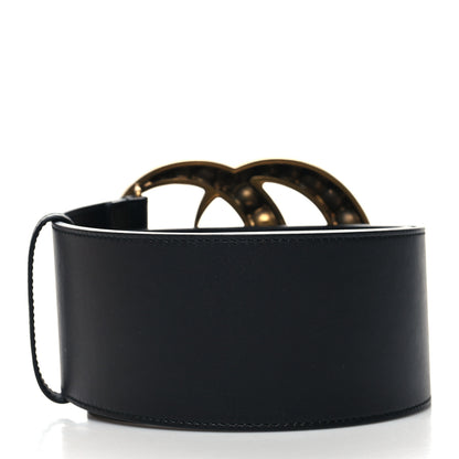 Gucci Moon Calfskin Pearl Double G 70mm Belt 85 34 Black Cream 2 of 5