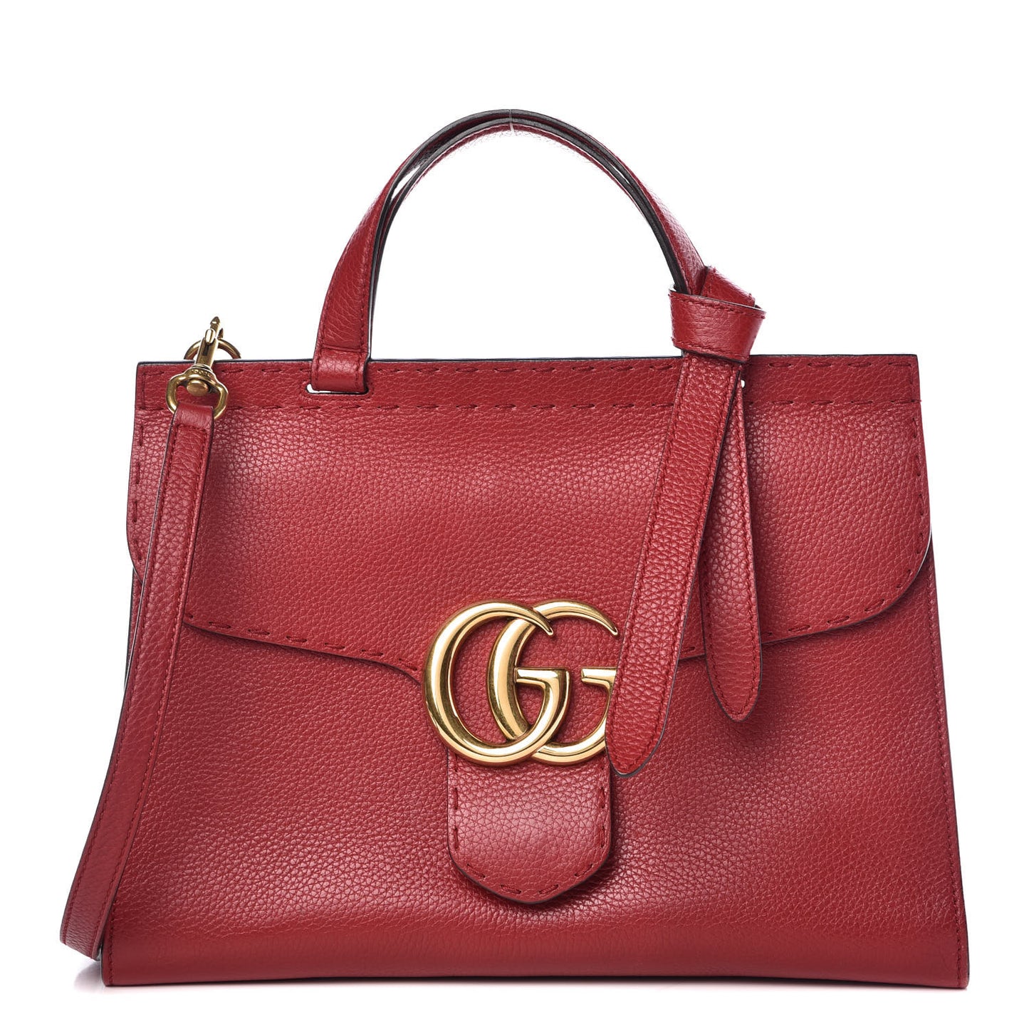 Calfskin Small GG Marmont Top Handle Bag Vulcanic Red