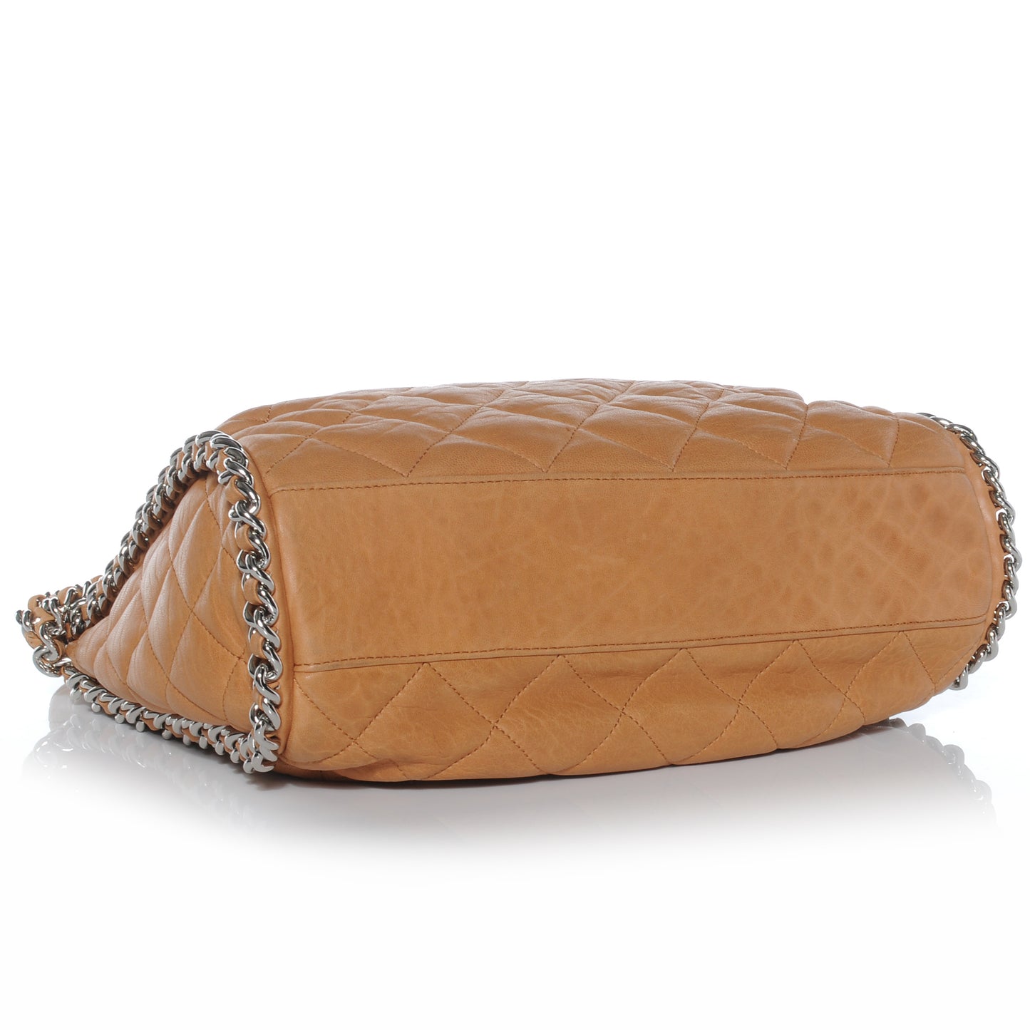 Washed Lambskin Chain Around Hobo Beige