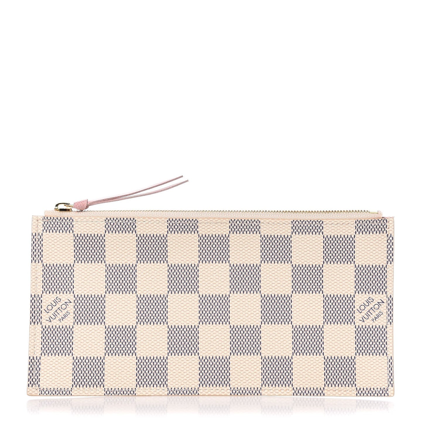 Damier Azur Felicie Chain Wallet Zippered Insert Rose Ballerine