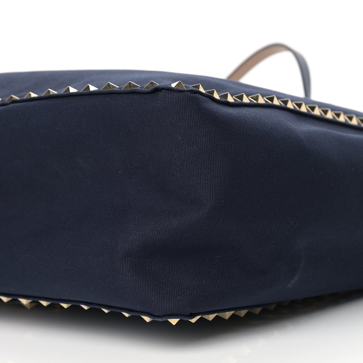 Canvas Small Rockstud Reversible Tote Navy Blue Beige