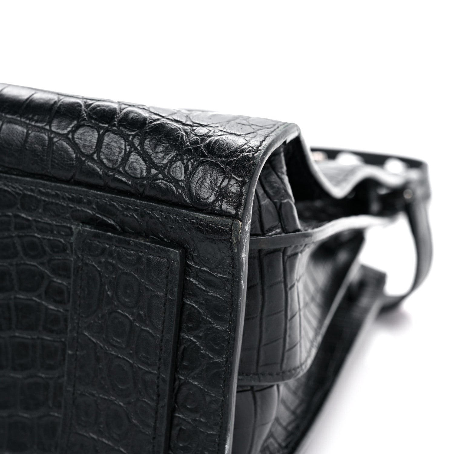 Saint Laurent Calfskin Crocodile Embossed Small Supple Sac de Jour Black 11 of 19