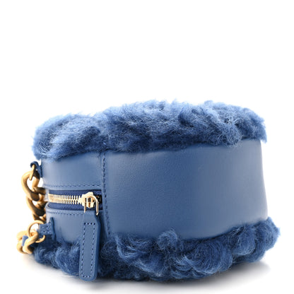 Chanel Shearling Sheepskin Chanel 19 Round Clutch With Chain Blue 4 of 11