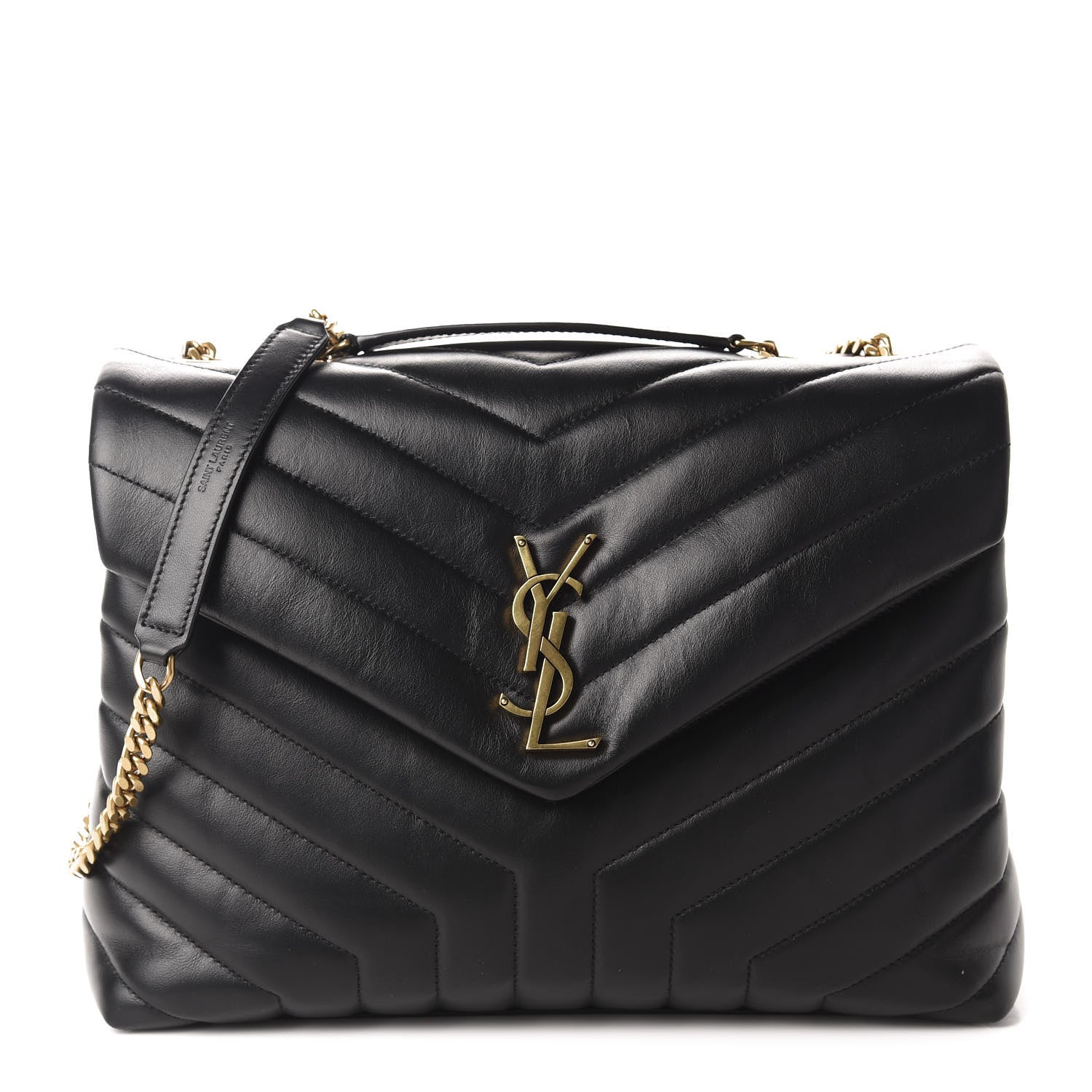 Saint Laurent Calfskin Y Quilted Monogram Medium Loulou Chain Satchel Black 1 of 12