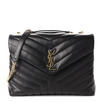 Saint Laurent Calfskin Y Quilted Monogram Medium Loulou Chain Satchel Black 1 of 12