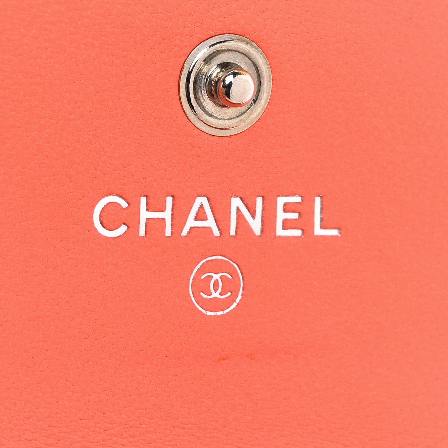Chanel Caviar Camellia Embossed Compact Wallet Coral 7 of 14
