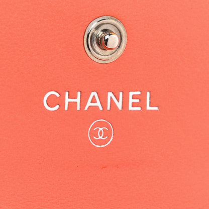 Chanel Caviar Camellia Embossed Compact Wallet Coral 7 of 14