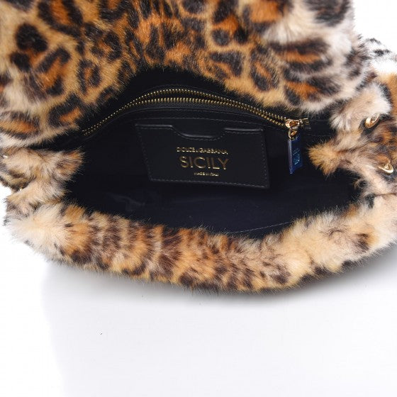 Dolce & Gabbana Faux Fur Leopard Print Medium Miss Sicily Satchel 5 of 6