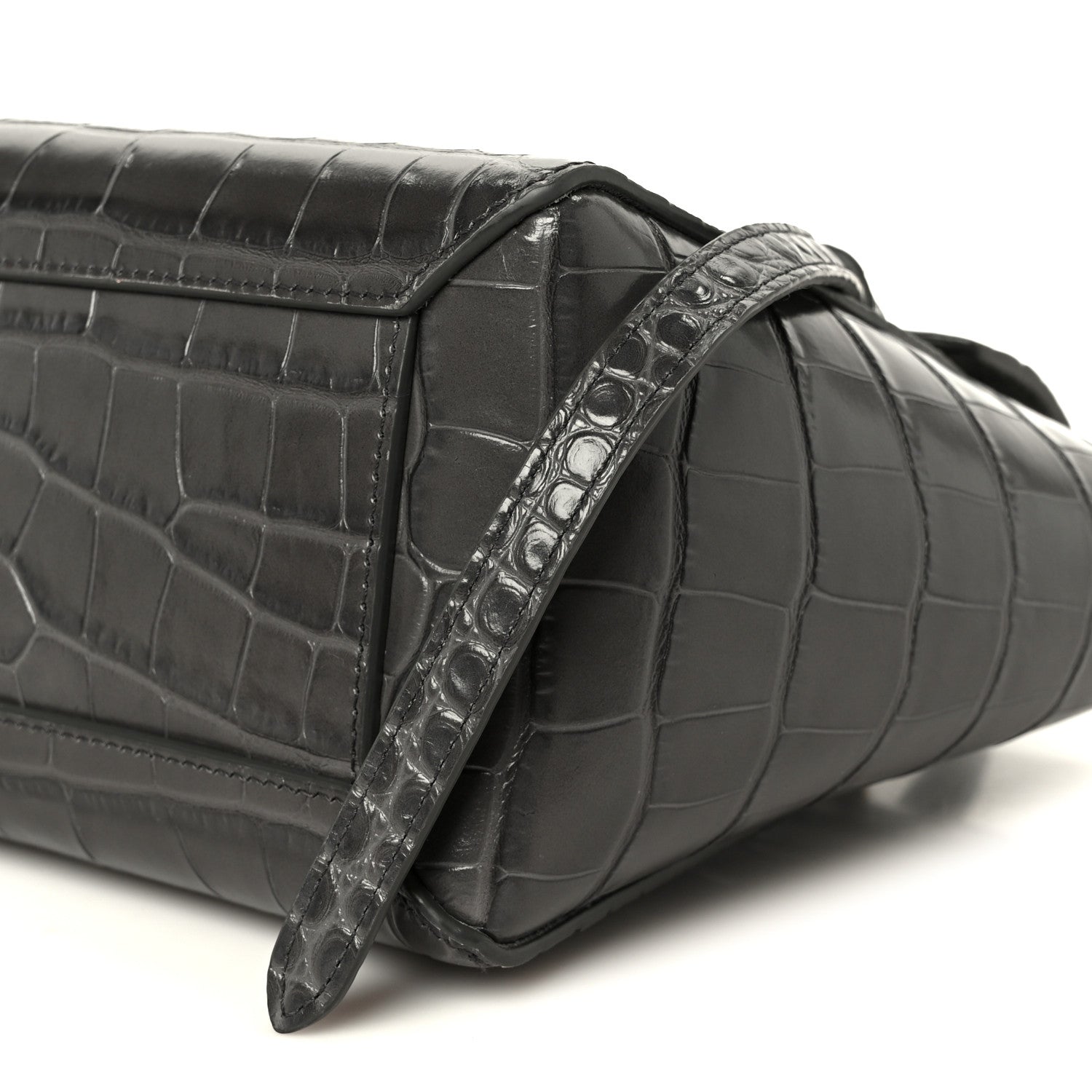 Celine Calfskin Crocodile Embossed Nano Belt Bag Grey 9 of 10
