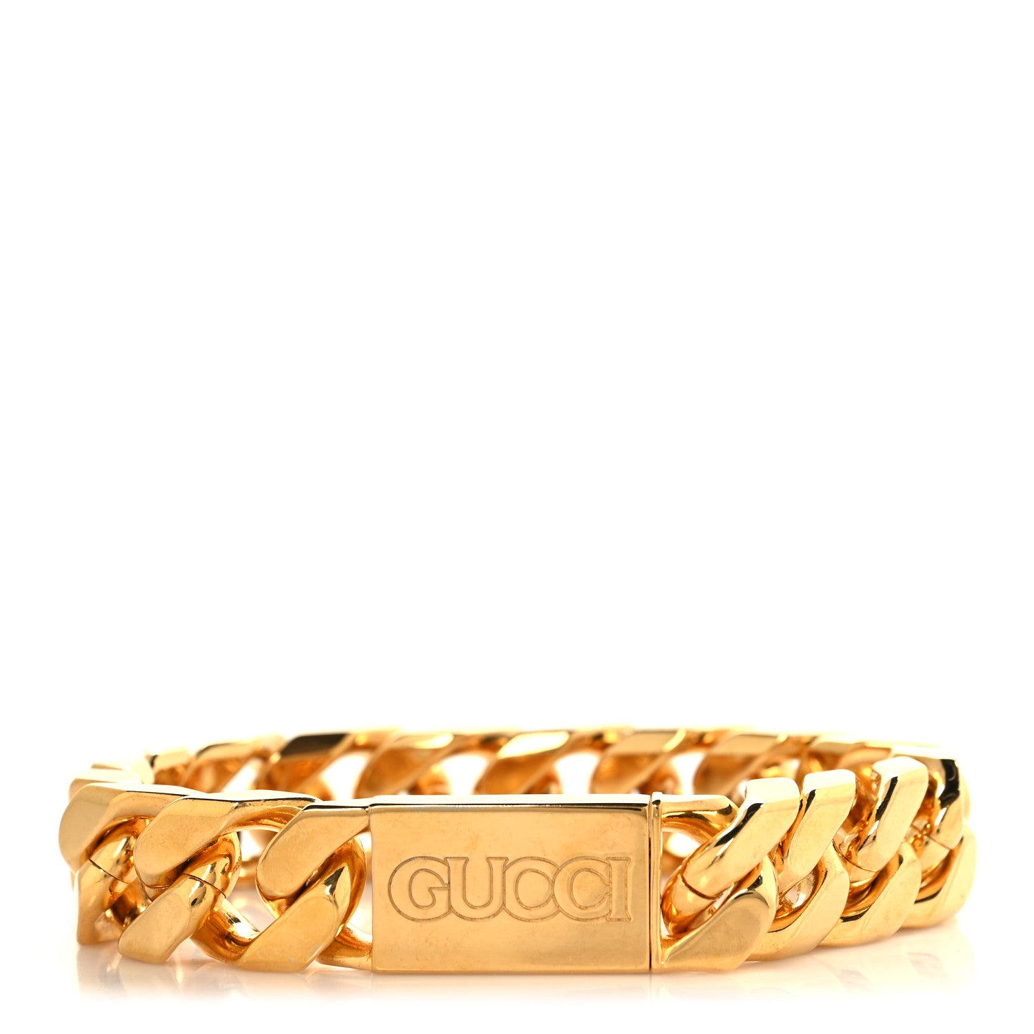 Gucci Metal Logo Curb Chain Bracelet Gold 1848246 – FASHIONPHILE
