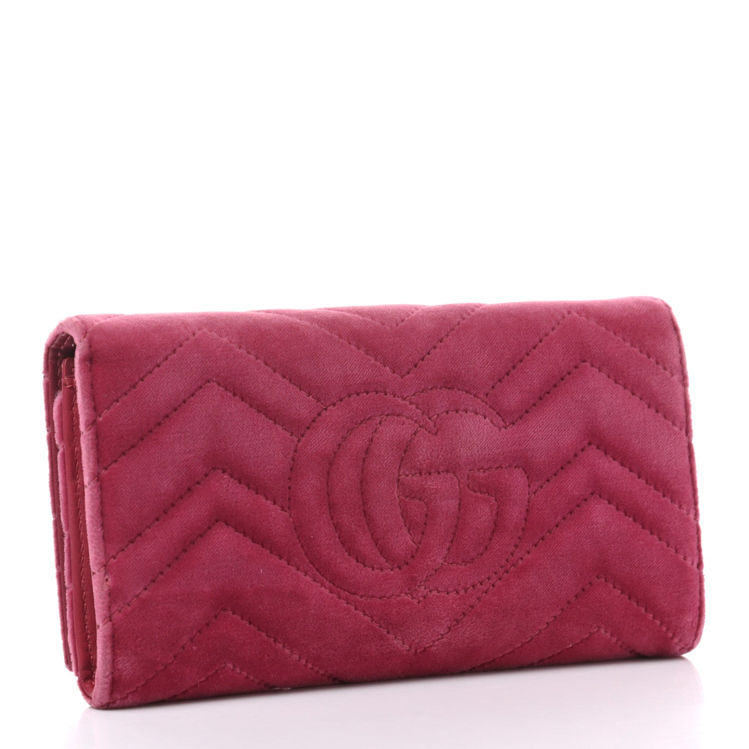 Gucci Velvet Matelasse Pearl Love Embroidered GG Marmont Wallet Light Raspberry Rose 3 of 7