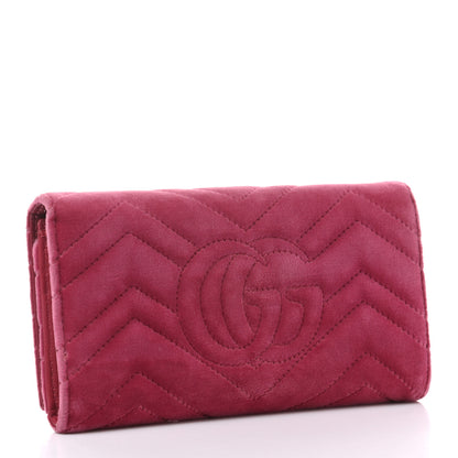 Gucci Velvet Matelasse Pearl Love Embroidered GG Marmont Wallet Light Raspberry Rose 3 of 7