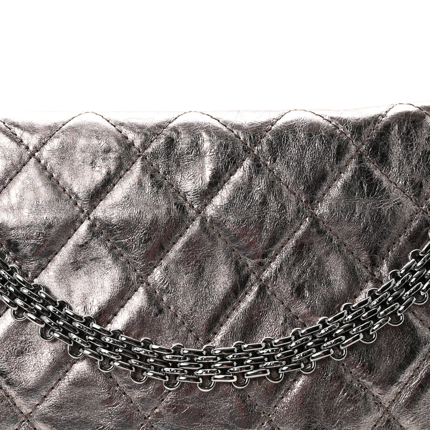 Metallic Aged Calfskin Quilted 2.55 Reissue 228 Flap Silver