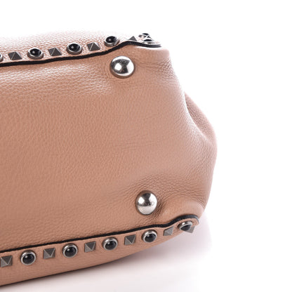 Valentino Garavani Grained Calfskin Onyx Medium Rockstud Rolling Tote Soft Noisette 10 of 10