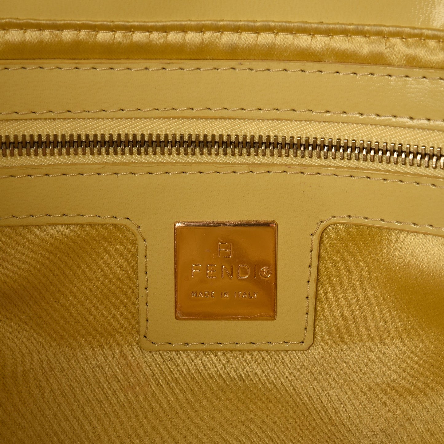 Metallic Calfskin Printed Baguette Yellow Gold