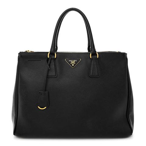 Saffiano Medium Galleria Double Zip Tote Black