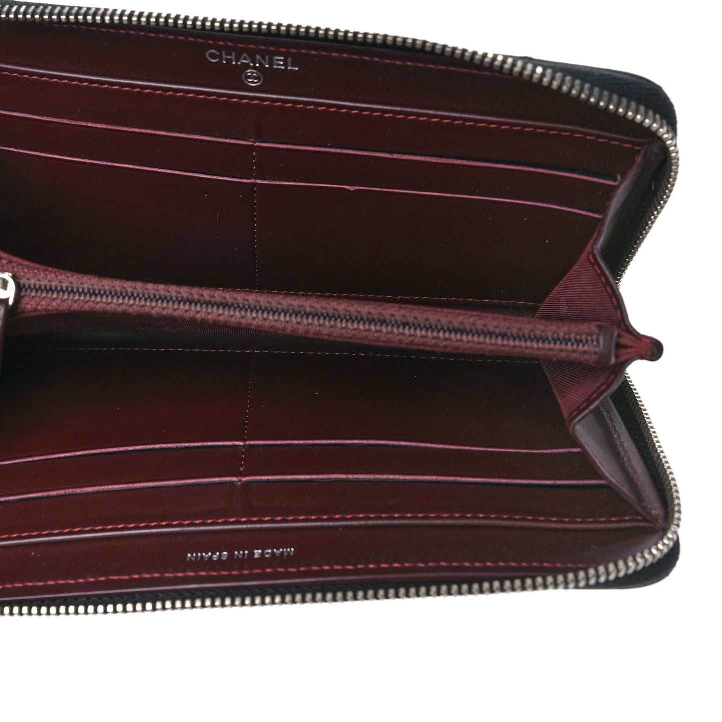 Caviar Quilted Large Gusset Zip Around Wallet Black