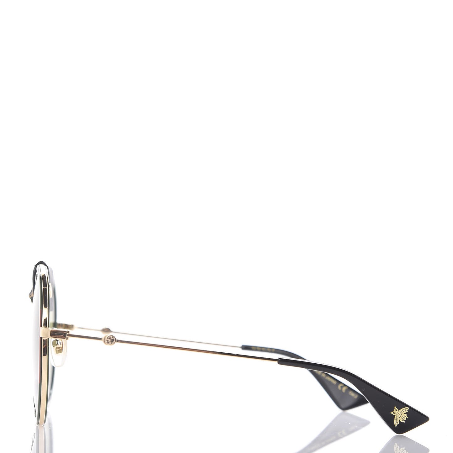 Round Frame Sunglasses GG0061S Gold Green