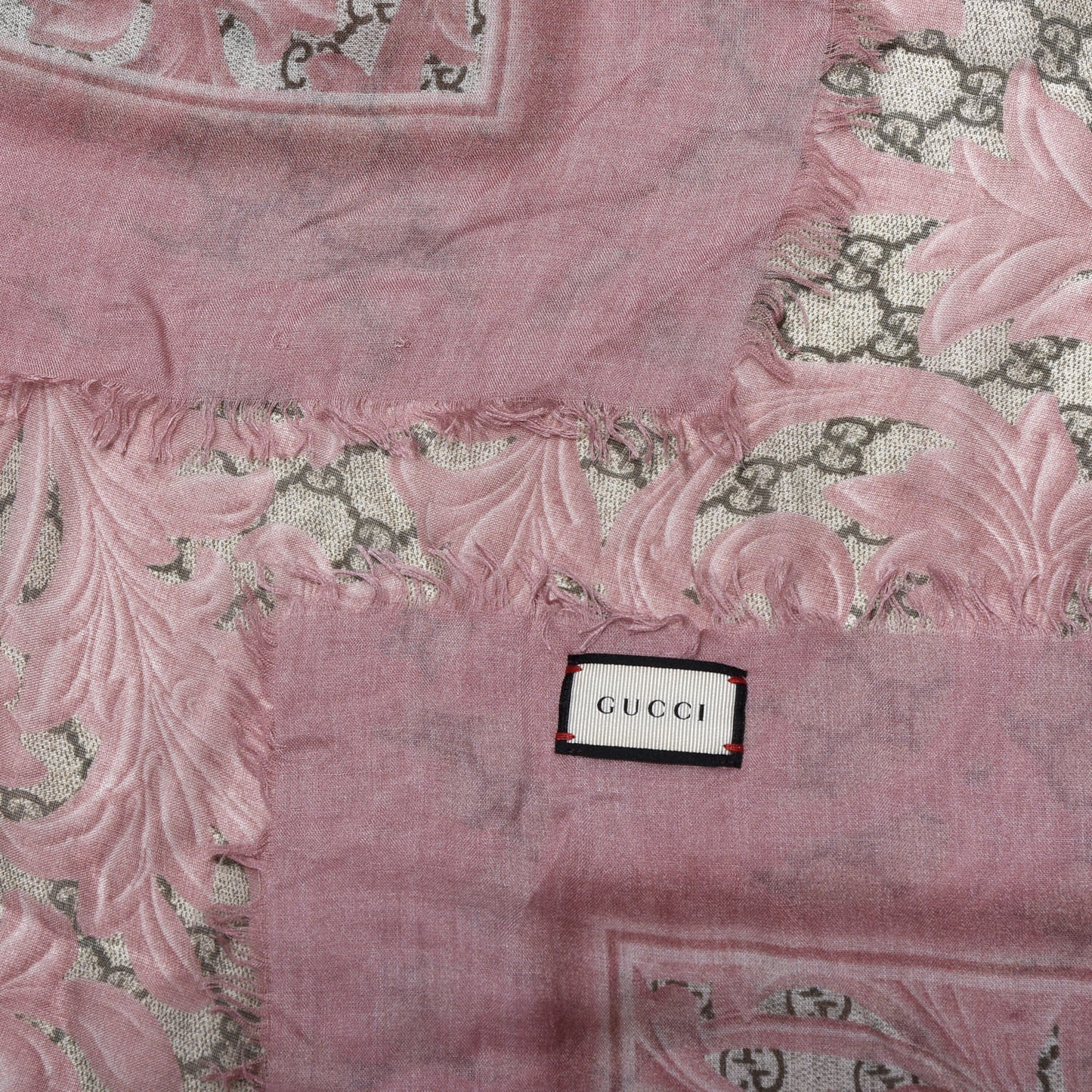 Modal Silk GG Monogram Big Arabesque Shawl Beige Pink