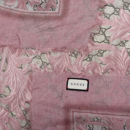 Gucci Modal Silk GG Monogram Big Arabesque Shawl Beige Pink 5 of 5