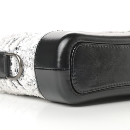 Chanel Sequin Wool Calfskin Small Gabrielle Hobo Black White 9 of 11