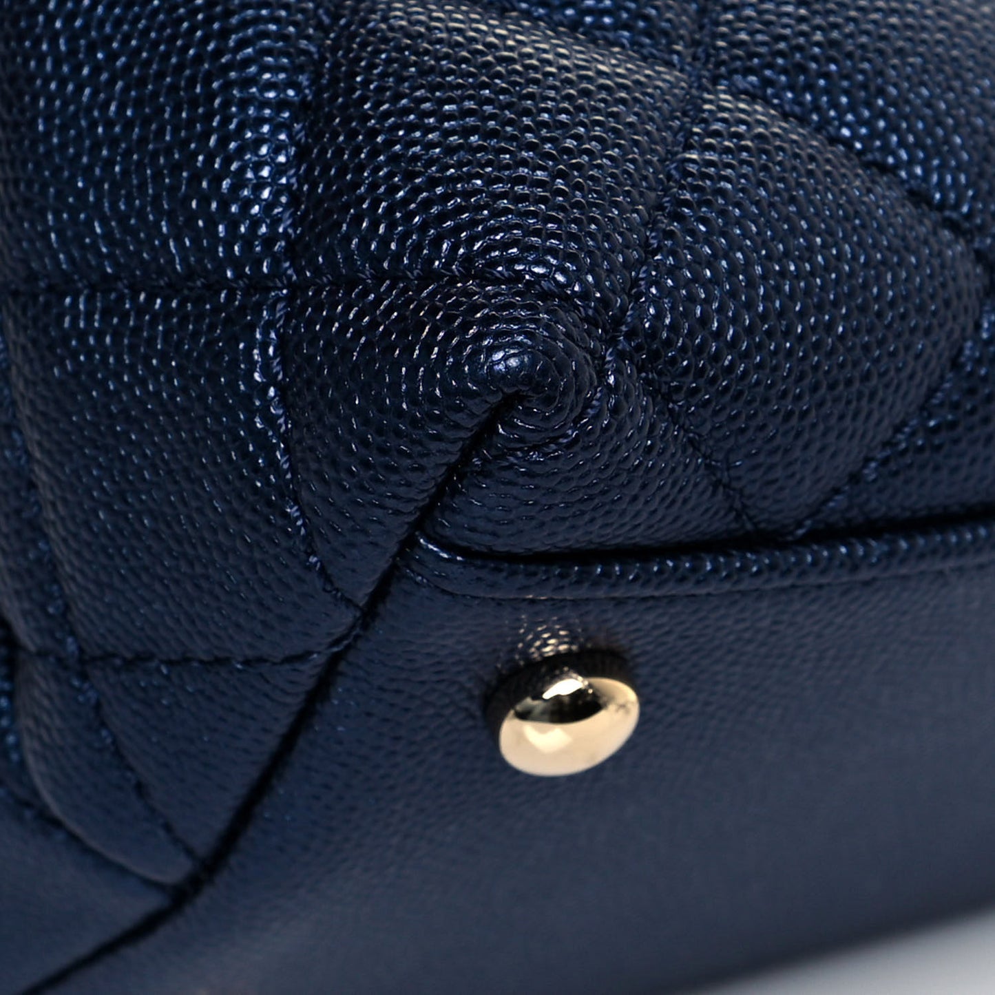 Iridescent Caviar Quilted Small Coco Handle Flap Dark Blue