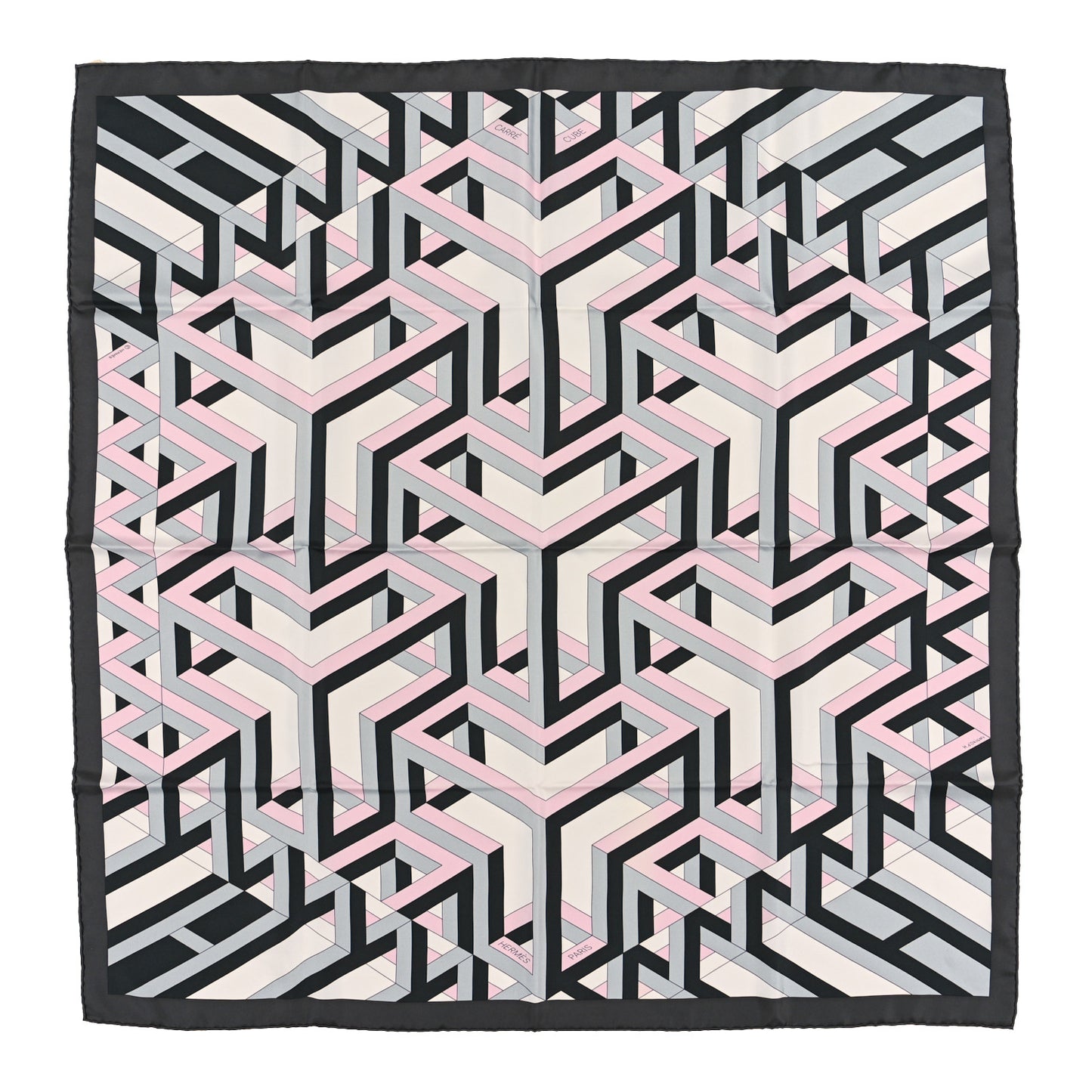 Silk Carre Cube Scarf 90 Anthracite