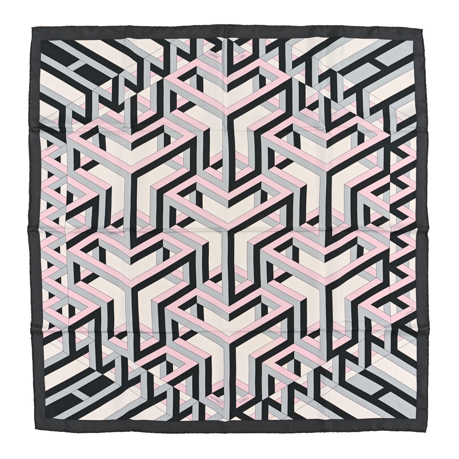 Hermes Silk Carre Cube Scarf 90 Anthracite 1 of 3