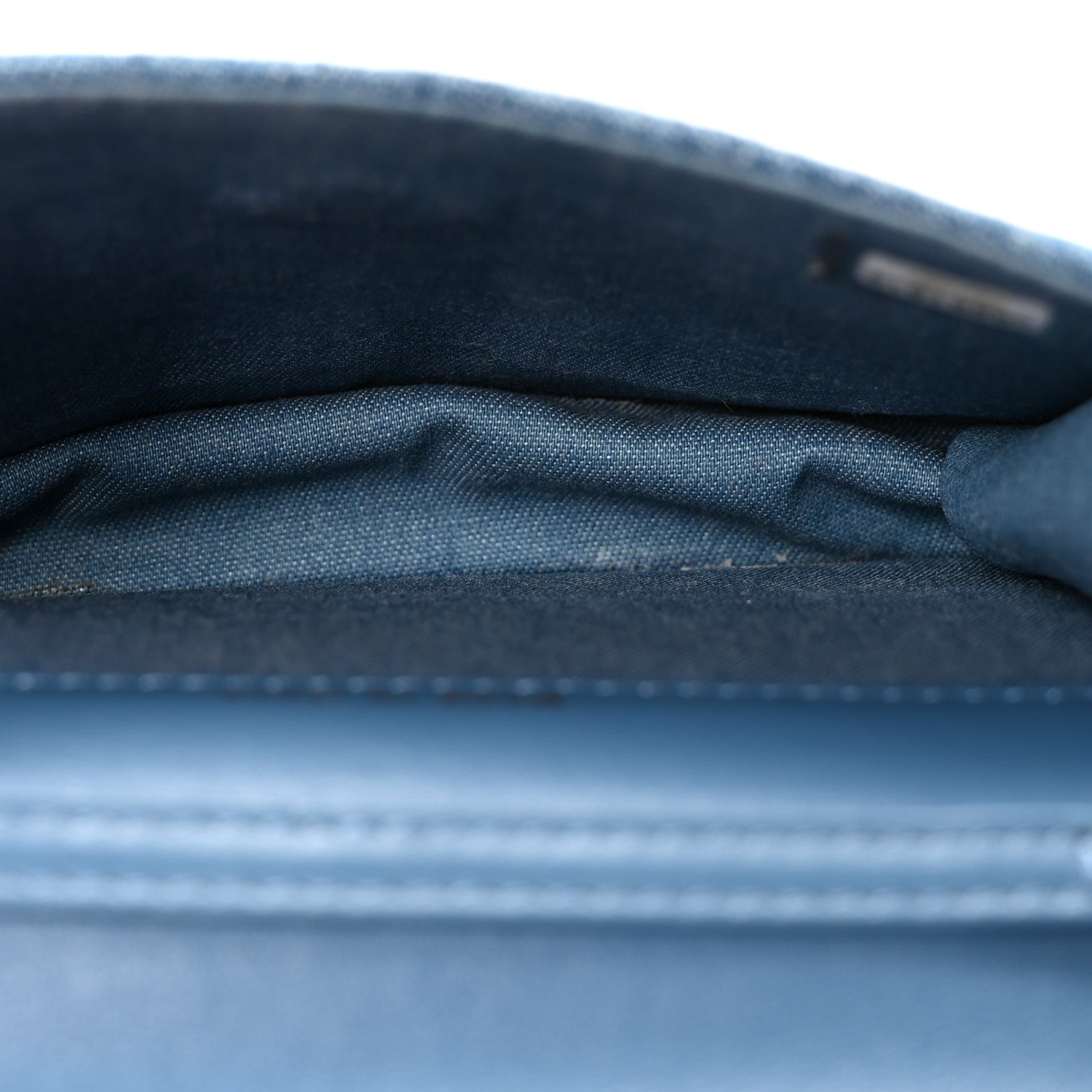 Chanel Denim Quilted CC Pearl Crush Clutch With Chain Blue 5 of 11