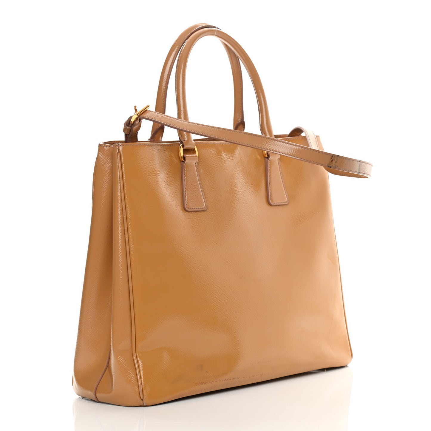 Saffiano Vernice Medium Galleria Double Zip Tote Cammeo