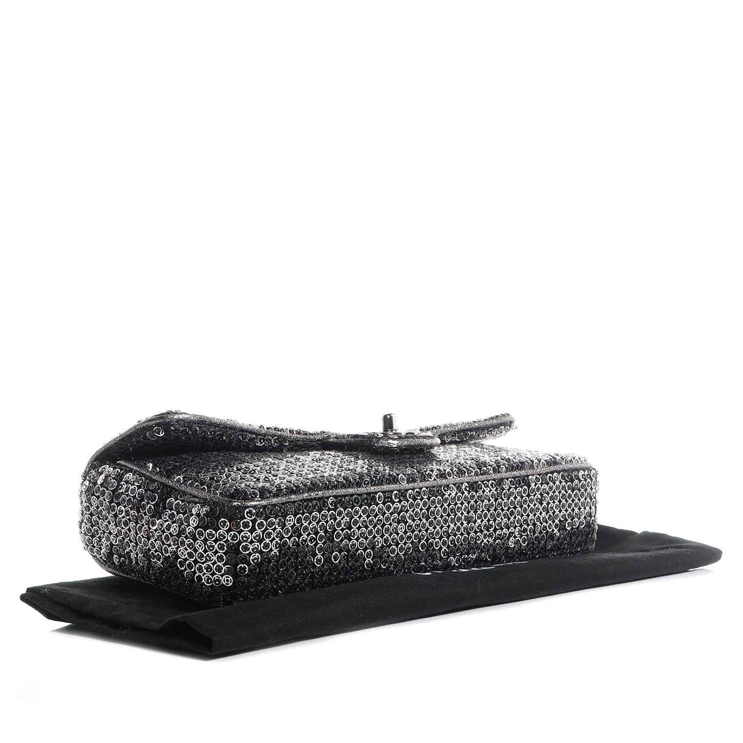 Sequin East West Flap Dark Silver