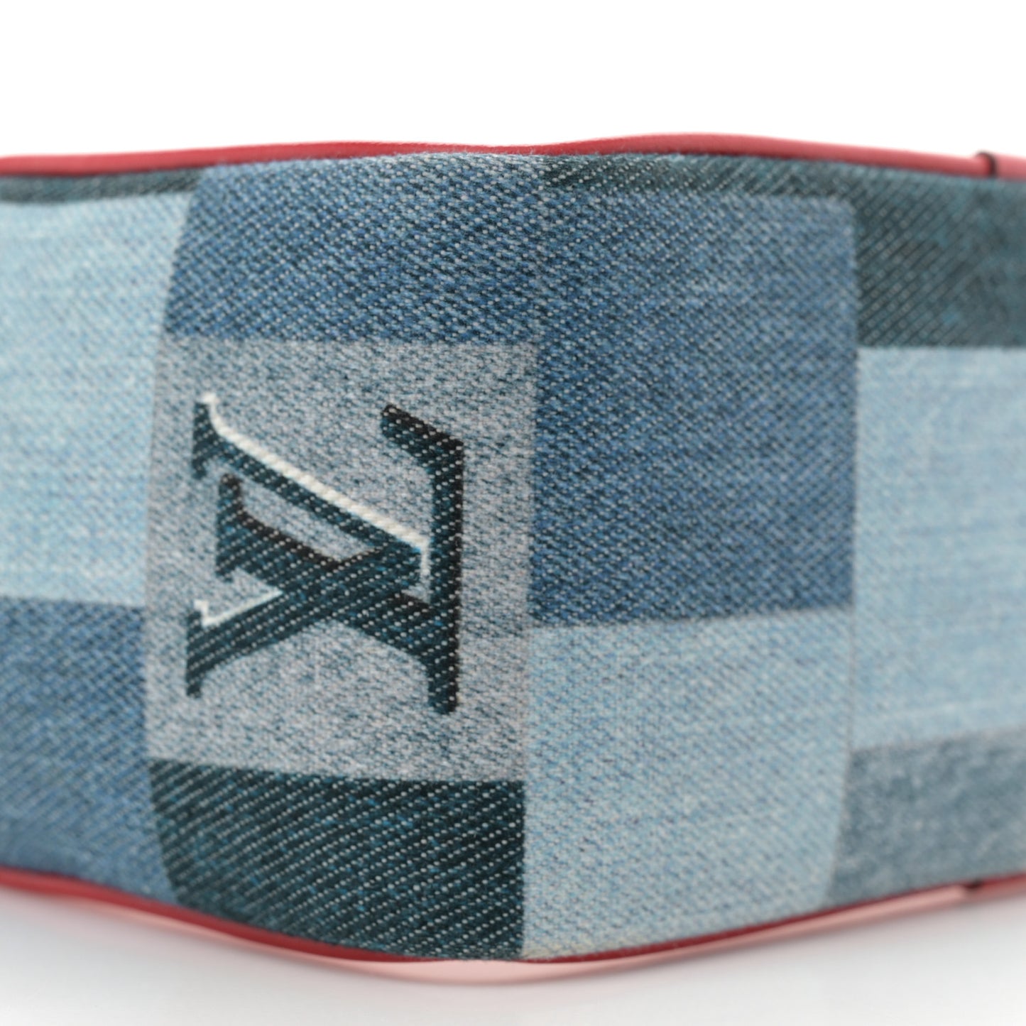 Denim Damier Monogram Patchwork PVC Beach Pouch Blue Rouge