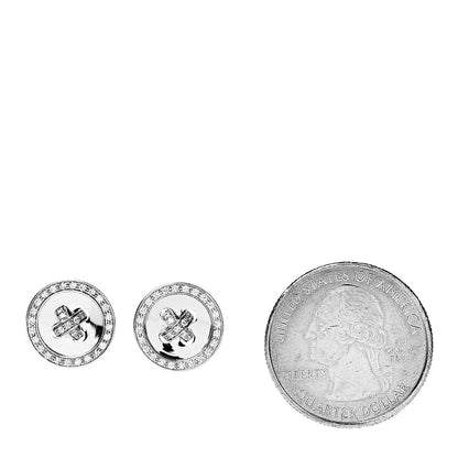 Van Cleef & Arpels 18K White Gold Diamond Boutonniere Button Earrings 2 of 6