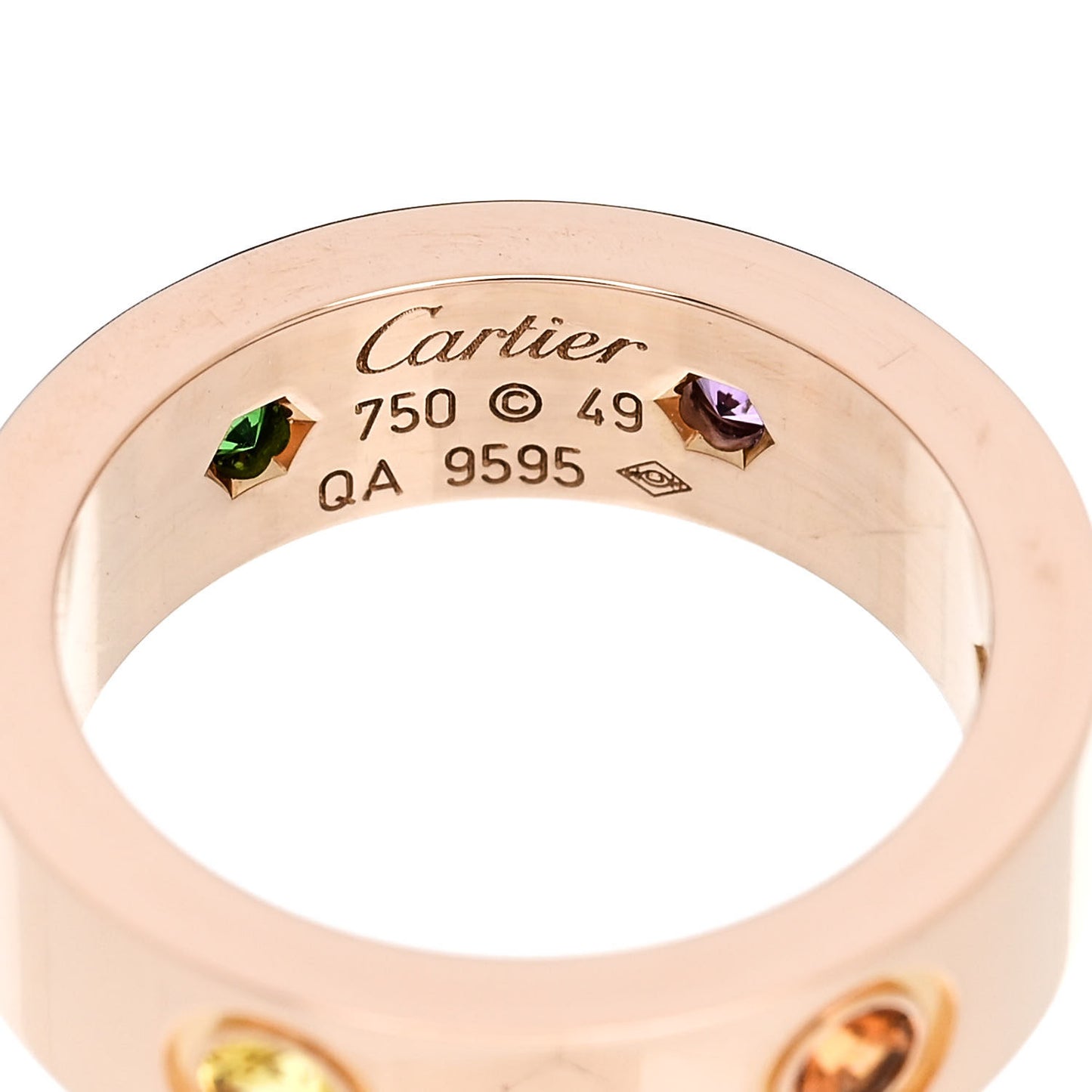 18K Pink Gold Sapphire Garnet Amethyst 5.5mm LOVE Ring 49 5