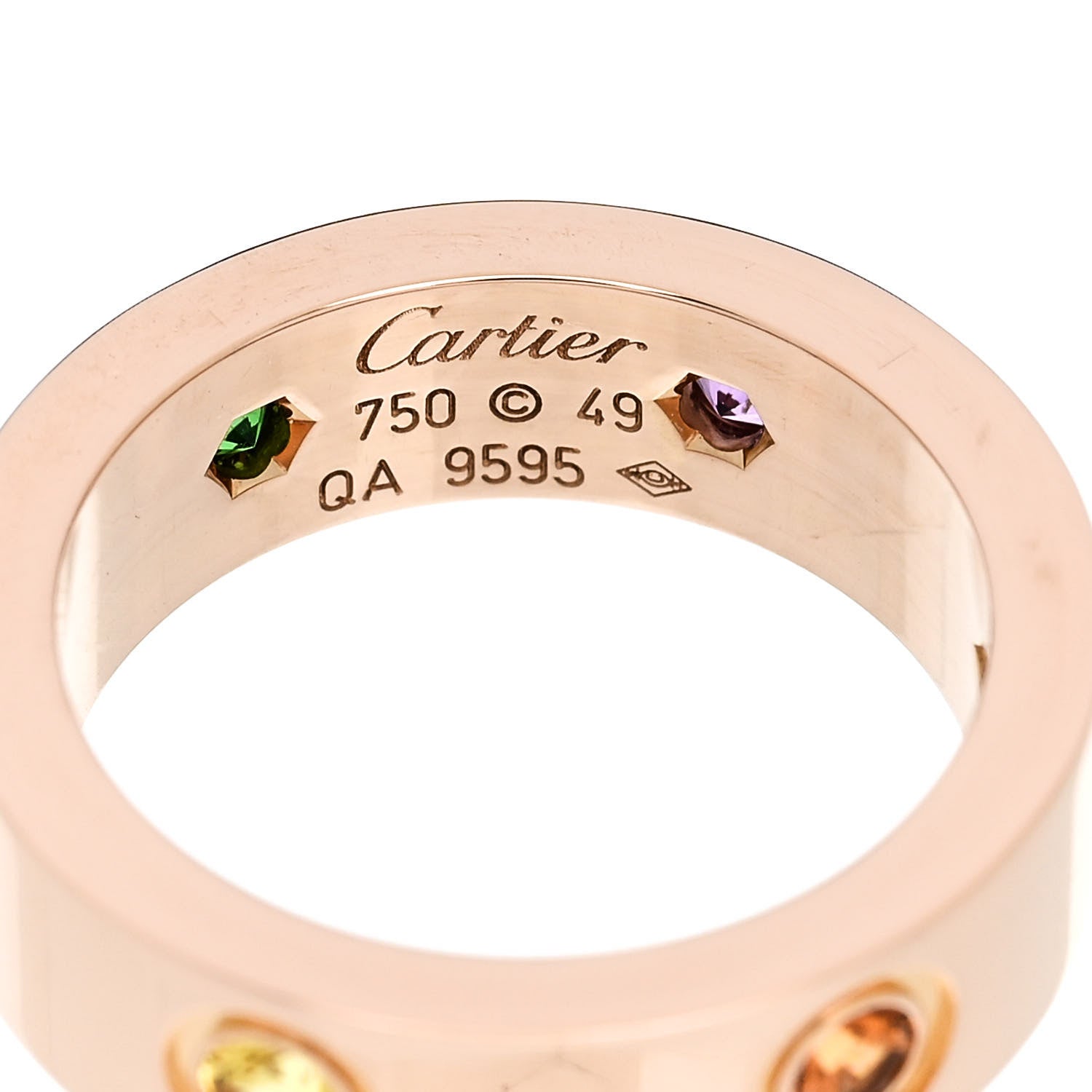 Cartier 18K Pink Gold Sapphire Garnet Amethyst 5.5mm LOVE Ring 49 5 4 of 5