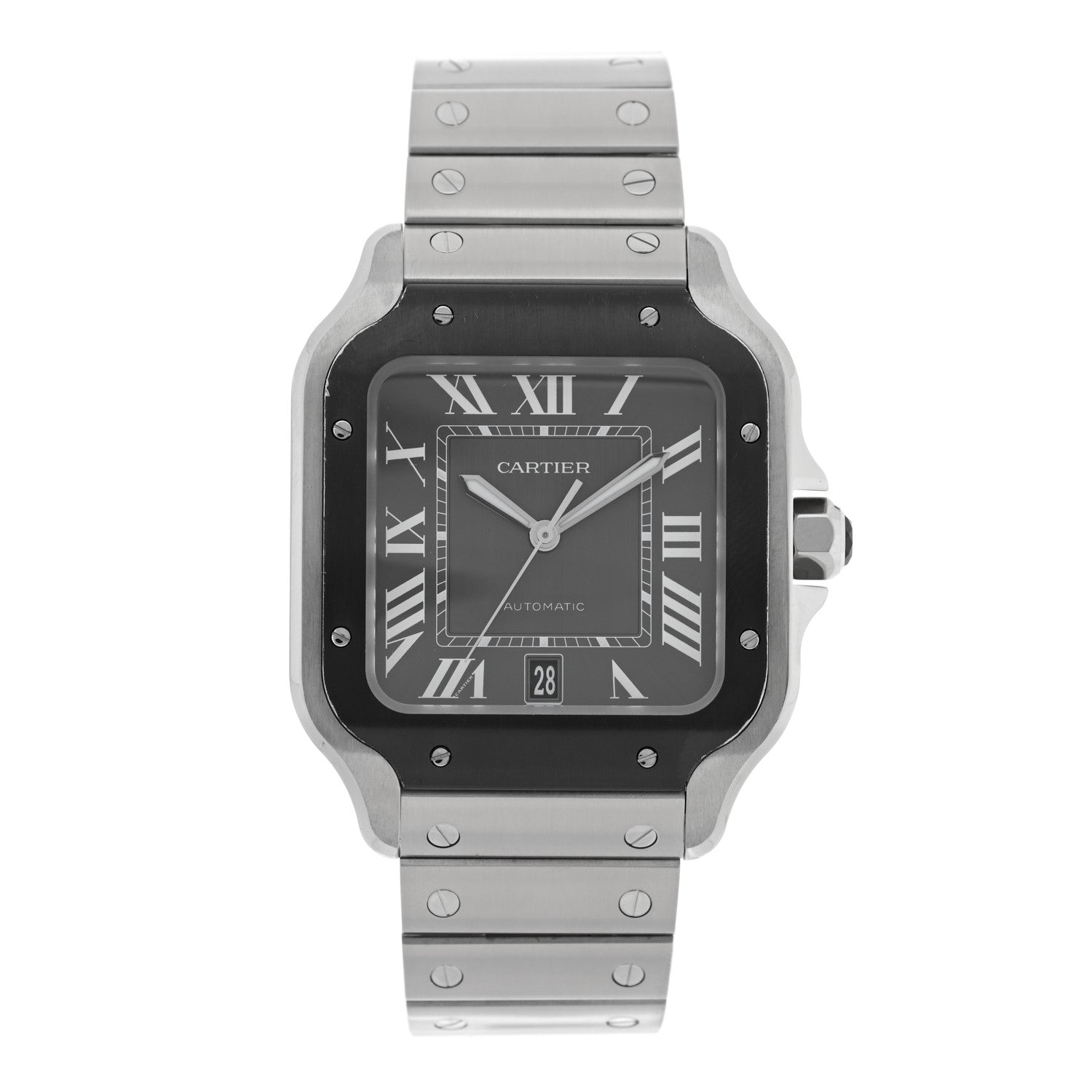 Cartier Stainless Steel 39.8mm Santos De Cartier Automatic Watch Black 1 of 4