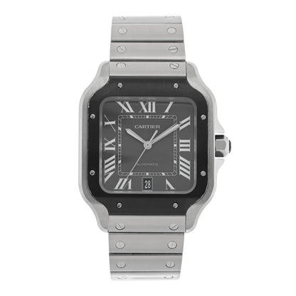 Cartier Stainless Steel 39.8mm Santos De Cartier Automatic Watch Black 1 of 4