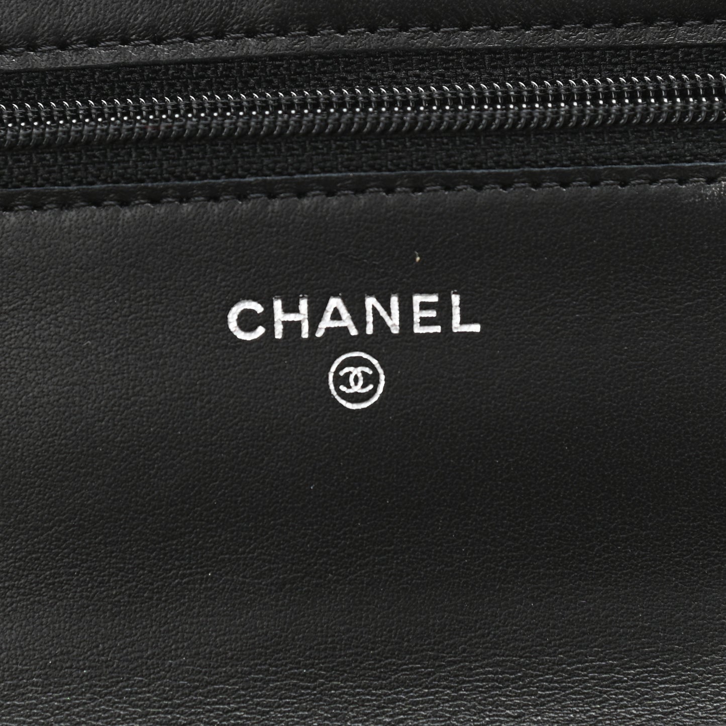 Lambskin Camellia Embossed Wallet on Chain WOC Black