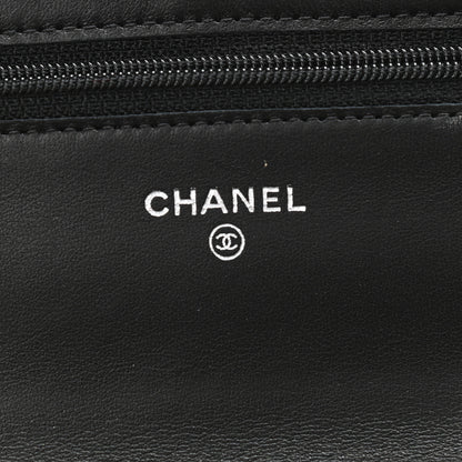 Chanel Lambskin Camellia Embossed Wallet on Chain WOC Black 6 of 12