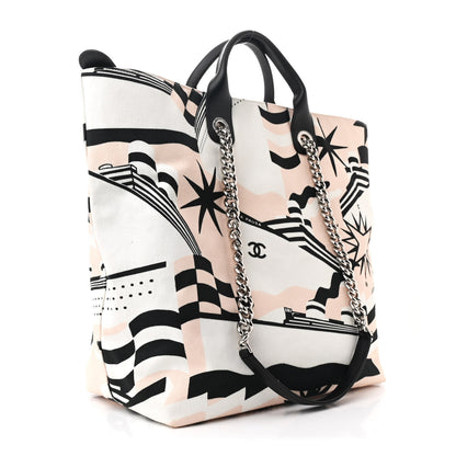 Chanel Canvas Cruise Print Tote Pink White Black 3 of 10