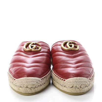 Gucci Nappa Matelasse GG Marmont Espadrille Slippers 38 Hibiscus Red 2 of 12
