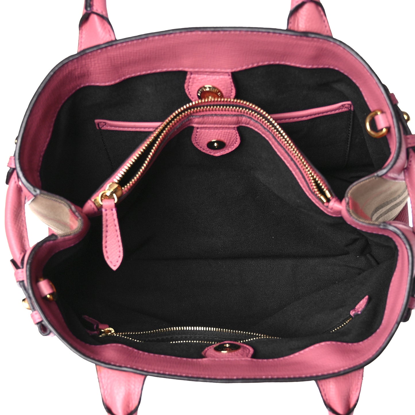 Grainy Calfskin House Check Medium Banner Tote Mauve Pink