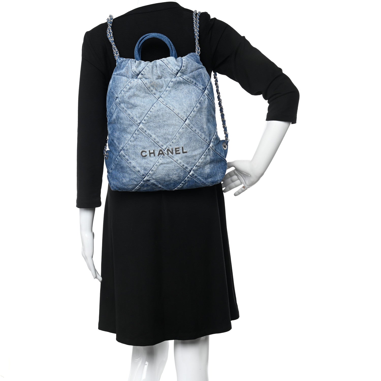 Chanel Denim Quilted Chanel 22 Backpack Blue 2 of 10