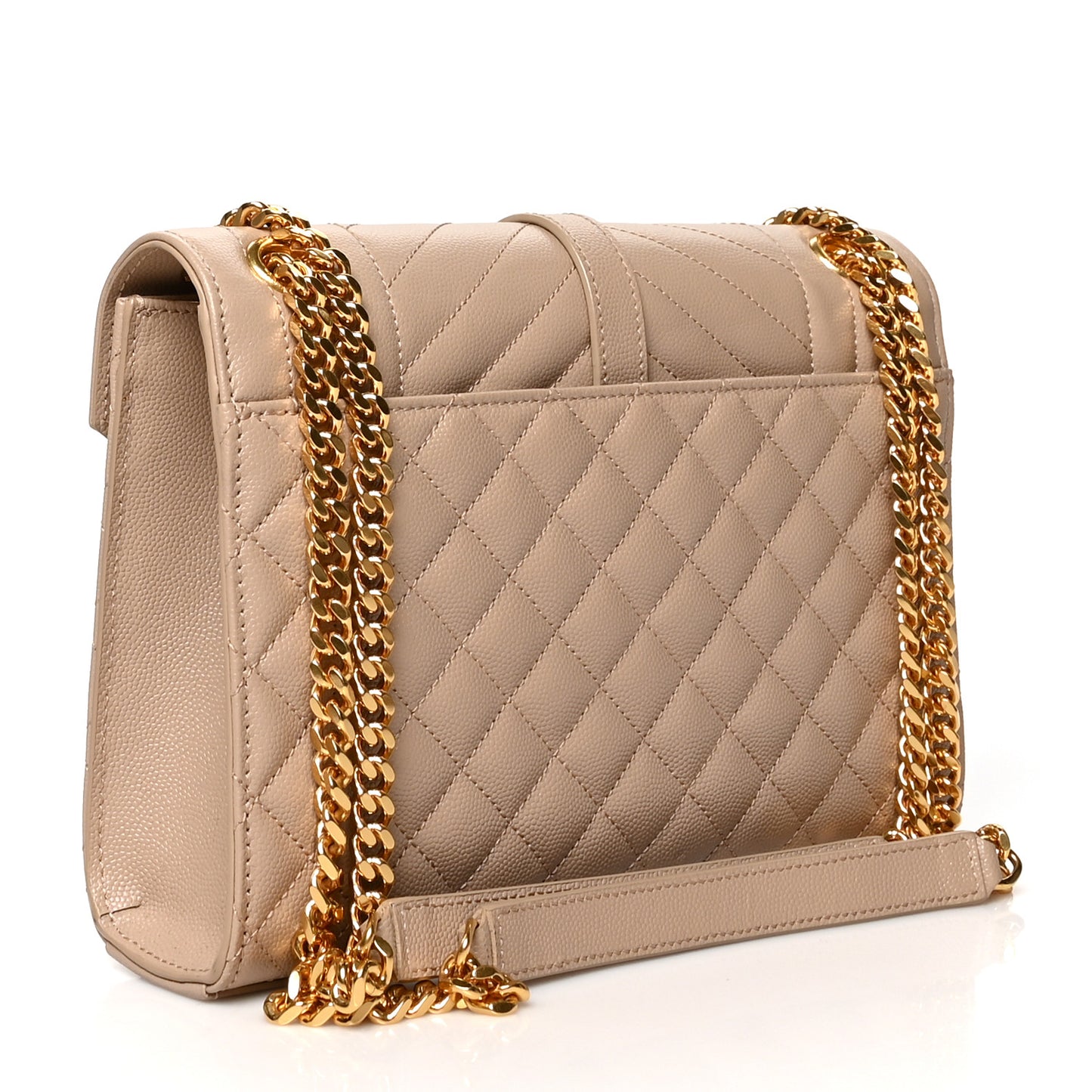 Grain De Poudre Textured Mixed Matelasse Medium Triquilt Monogram Satchel Dark Beige