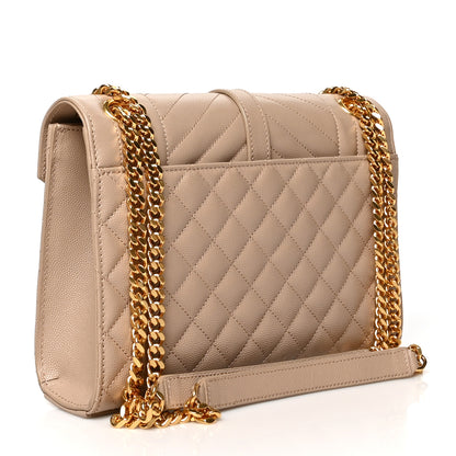 Saint Laurent Grain De Poudre Textured Mixed Matelasse Medium Triquilt Monogram Satchel Dark Beige 3 of 9