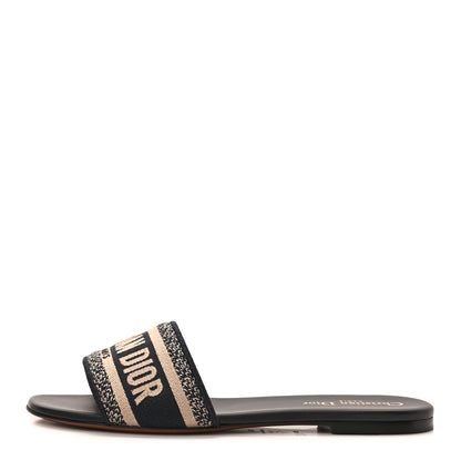 Christian Dior Canvas Embroidered Dway Mules Slide Sandals 39.5 Deep Blue 1 of 7
