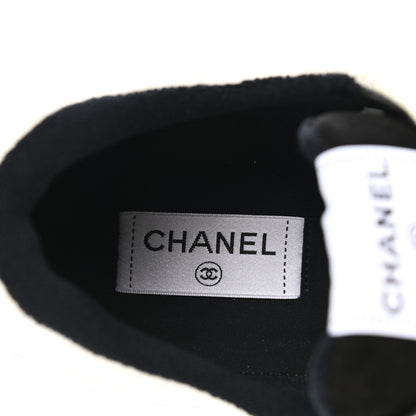Chanel Grained Calfskin Fabric Mens Logo Sneakers 46 White Black 7 of 9
