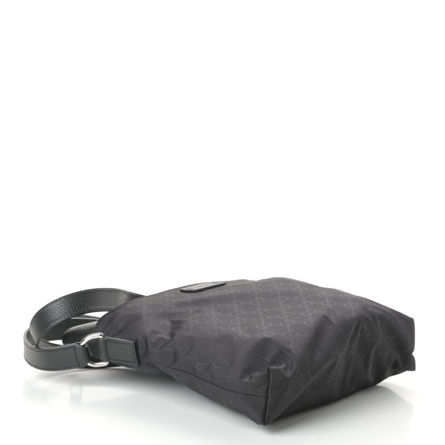 Nylon Monogram Dollar Calfskin Flat Messenger Bag Black